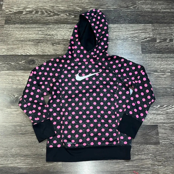 Nike girls black and pink polka-dot hooded sweatshirt size xl - Picture 1 of 5